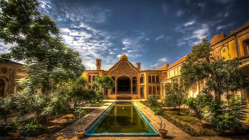 Borujerdi House with astonish architecture in early spring in kashan